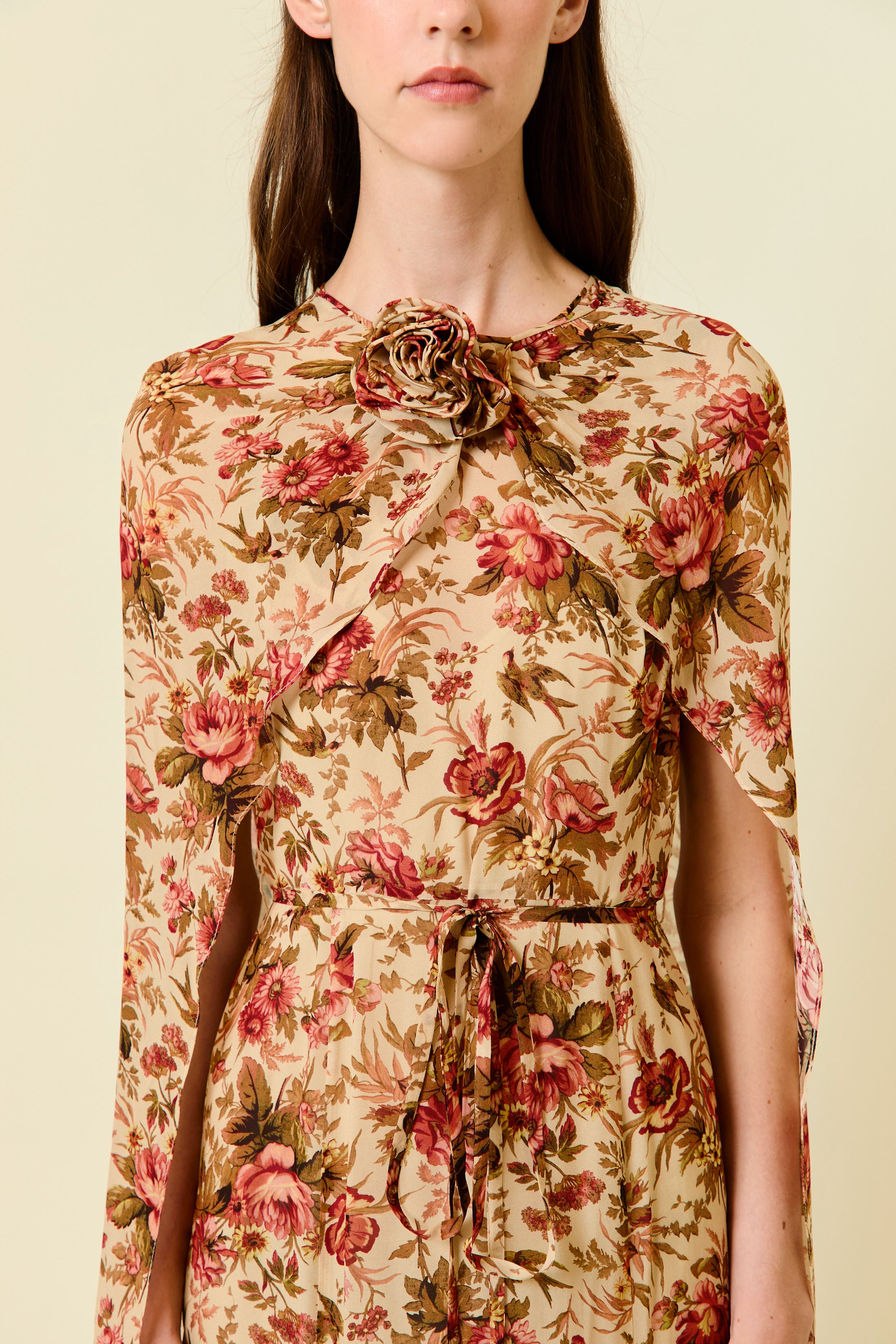 VIVIAN FLOWER CAPE MAXI DRESS