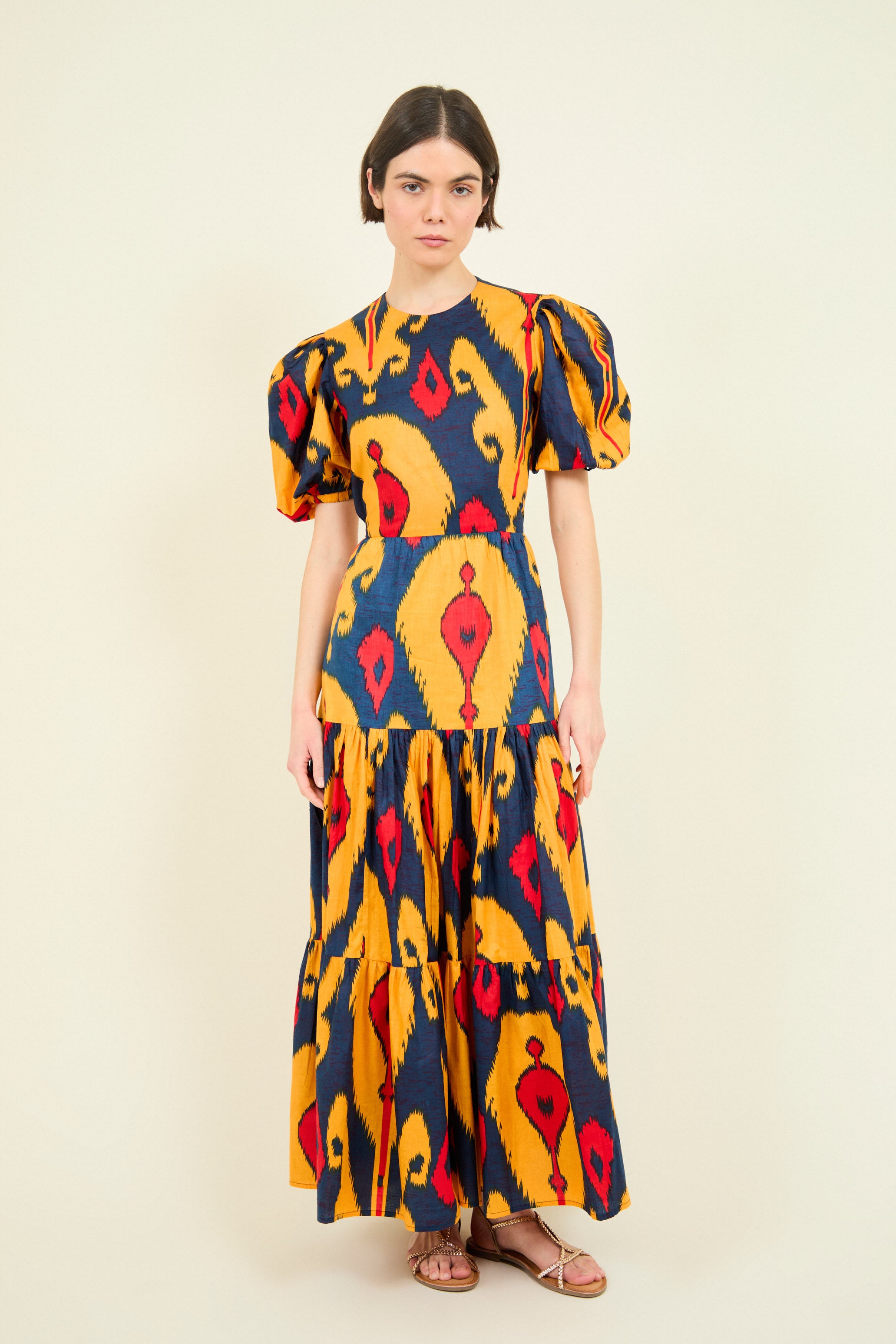 VESTIDO GABRIELLA IKAT NARANJA