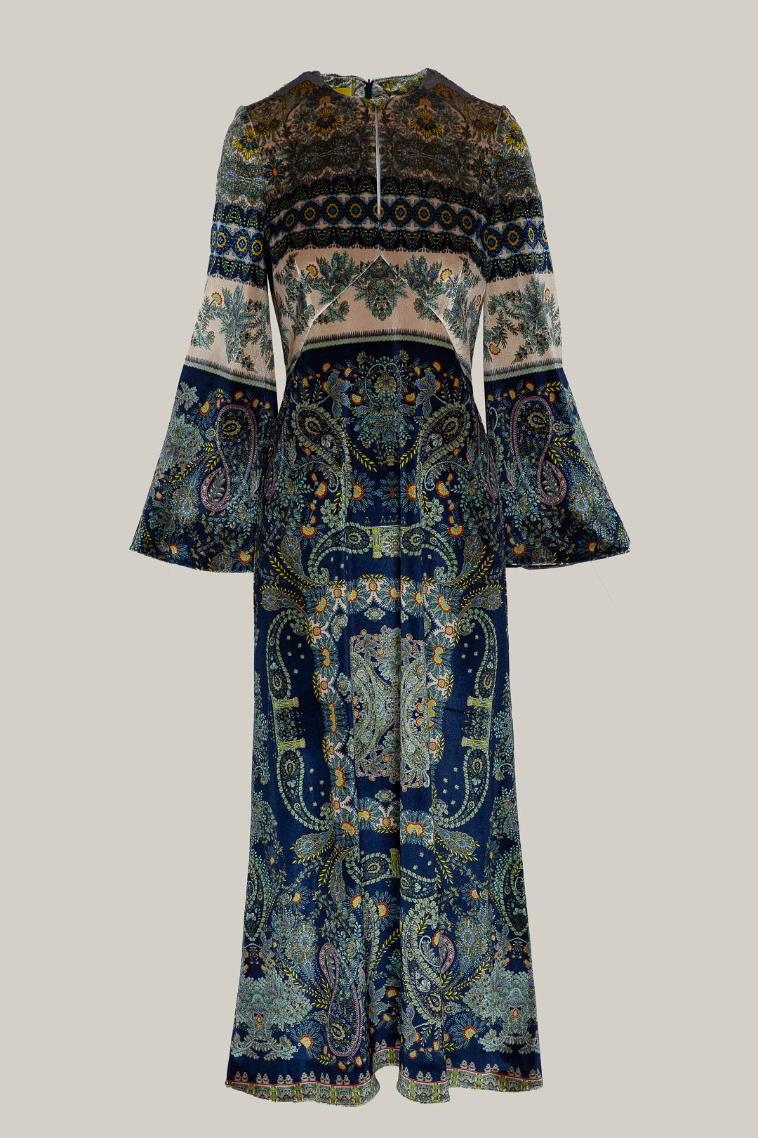 PRE ORDER VESTIDO TERCIOPELO PAISLEY AZUL Y VERDE