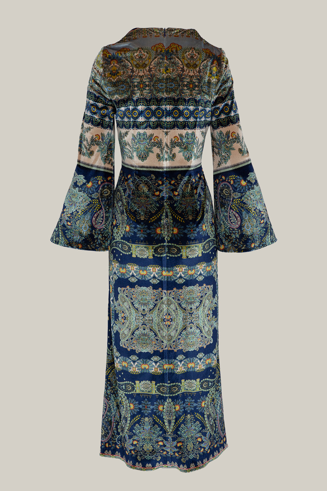 PRE ORDER VESTIDO TERCIOPELO PAISLEY AZUL Y VERDE