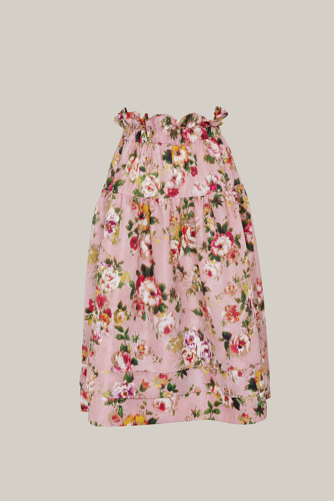 FALDA TAFETA ESTAMPADA DE FLORES