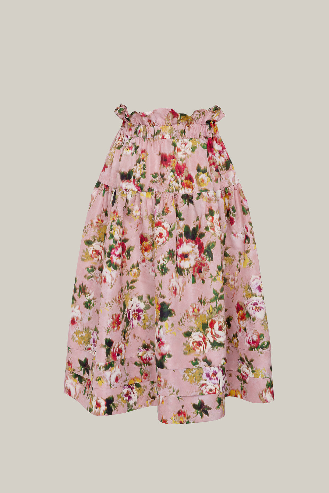 FALDA TAFETA ESTAMPADA DE FLORES