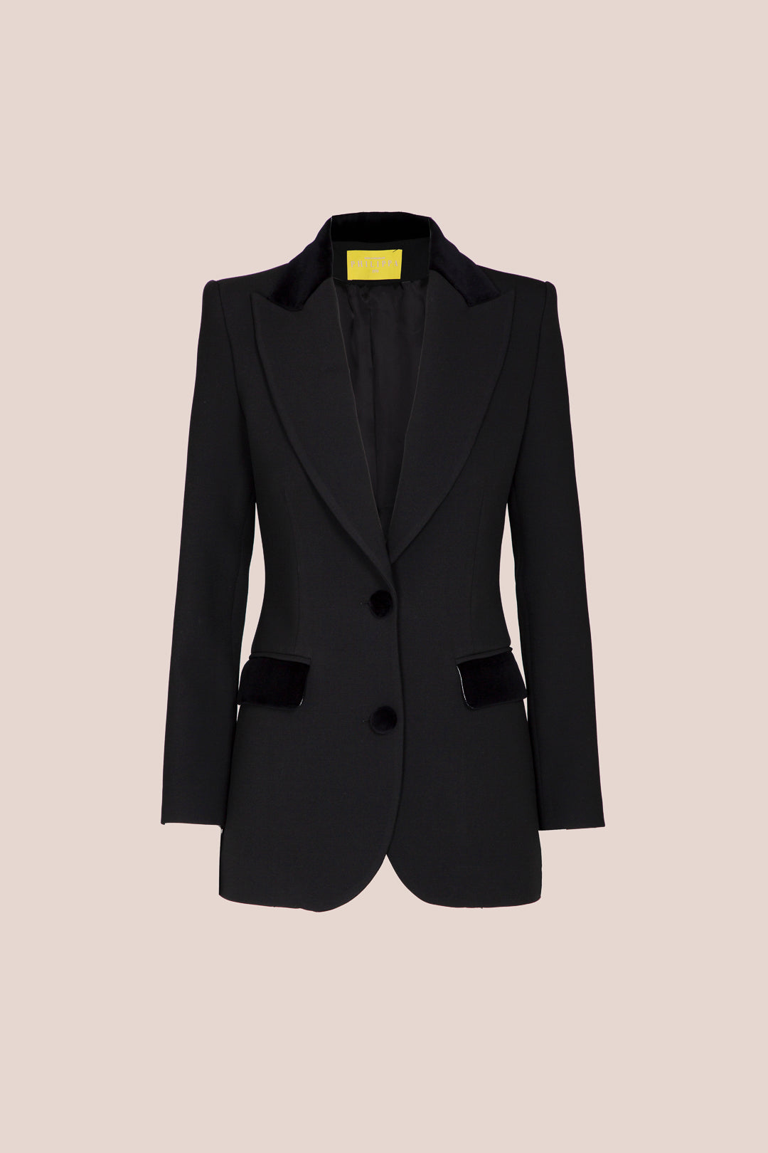 CHAQUETA SMOCKING CUELLO TERCIOPELO NEGRO