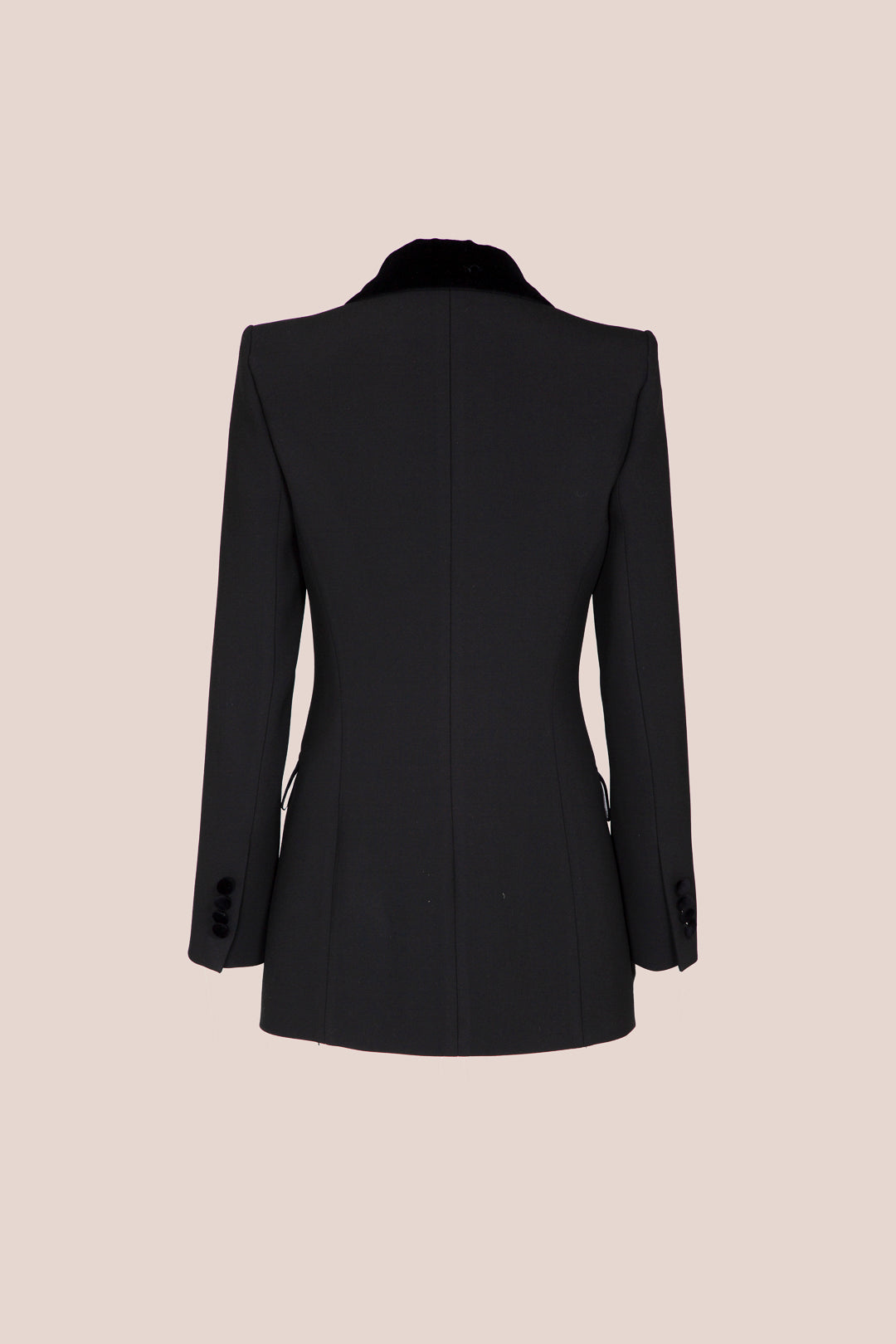 CHAQUETA SMOCKING CUELLO TERCIOPELO NEGRO