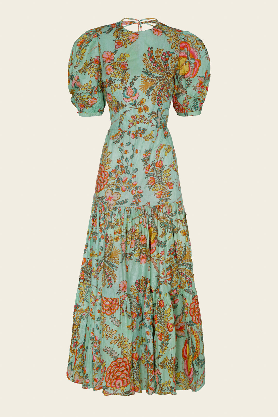 VESTIDO GABRIELLA FLORES TURQUESA