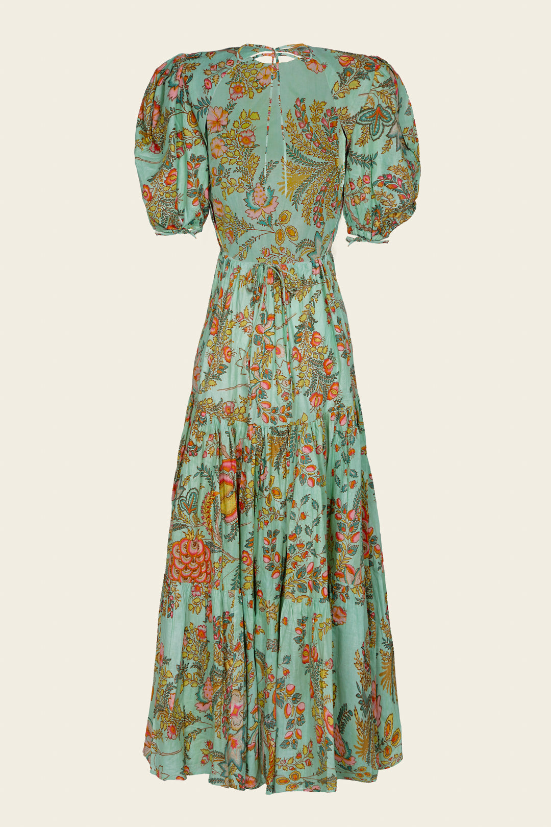 VESTIDO GABRIELLA FLORES TURQUESA