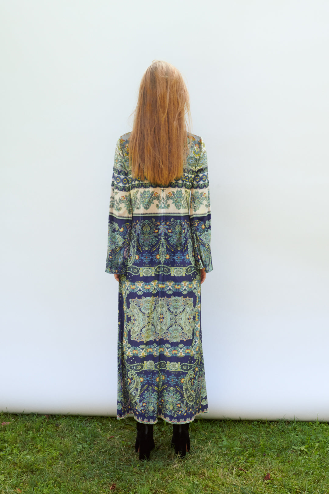 PRE ORDER VESTIDO TERCIOPELO PAISLEY AZUL Y VERDE