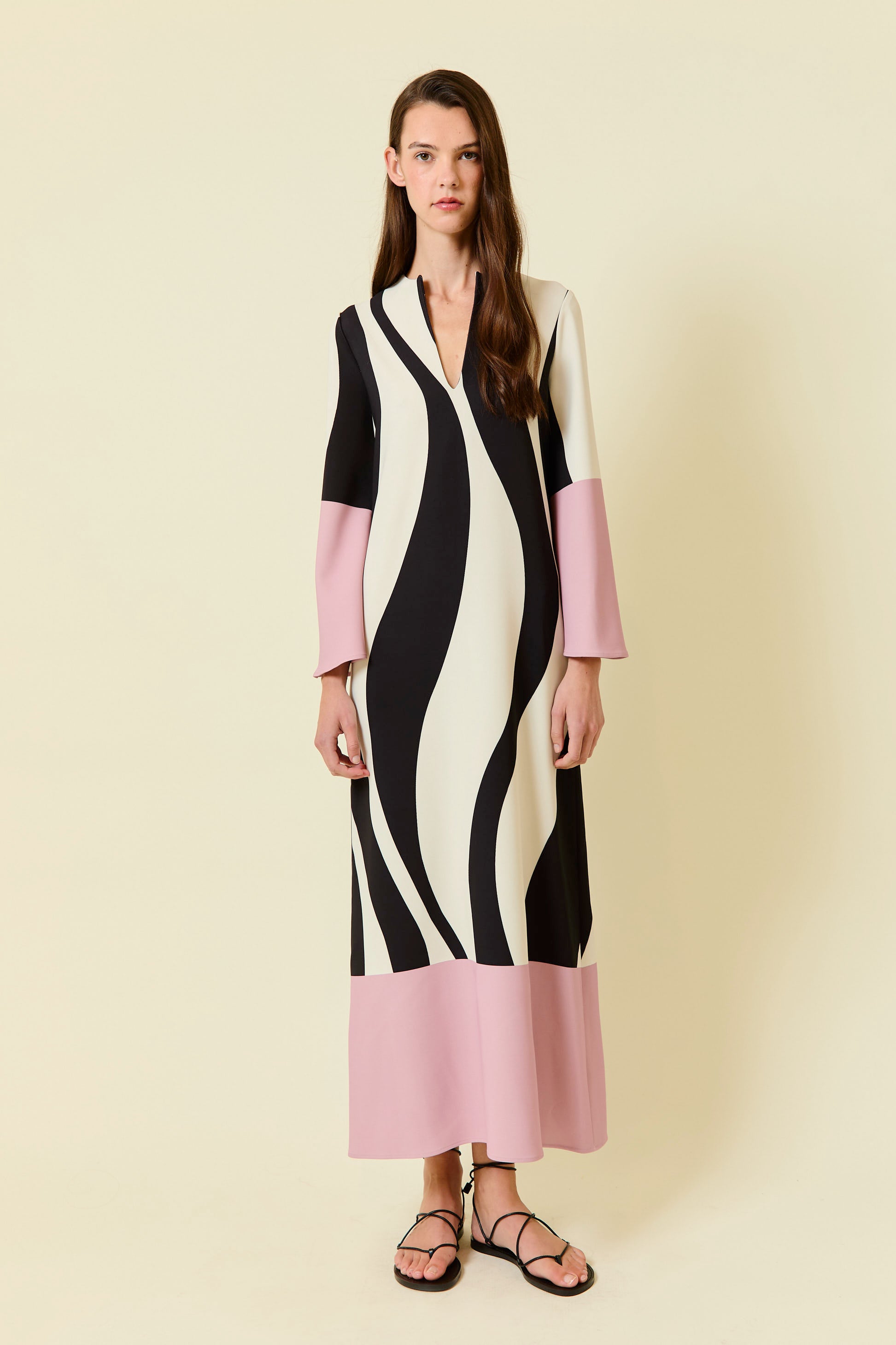 LIA TUNIC – WAVY STRIPES WITH PINK BORDER