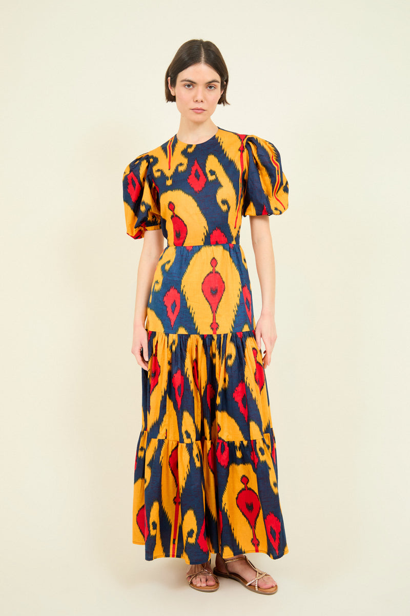 VESTIDO GABRIELLA IKAT NARANJA