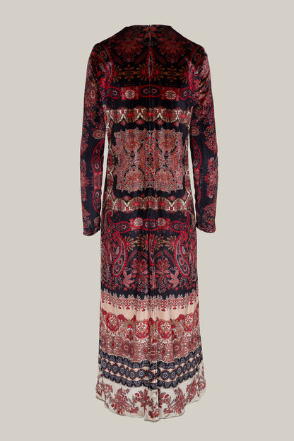 PRE ORDER VESTIDO TERCIOPELO PAISLEY NEGRO Y ROJO