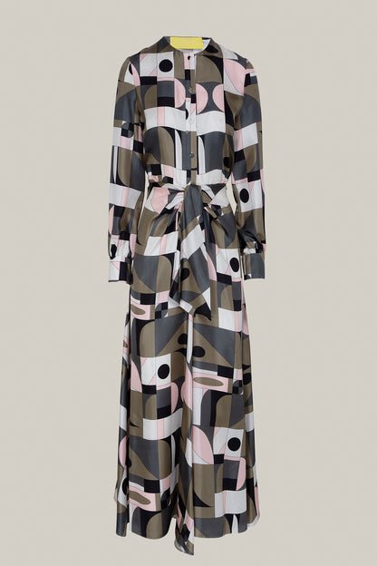 VESTIDO GEOMÉTRICO KAKI
