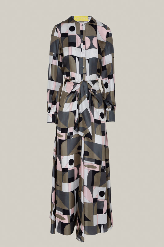 VESTIDO GEOMÉTRICO KAKI