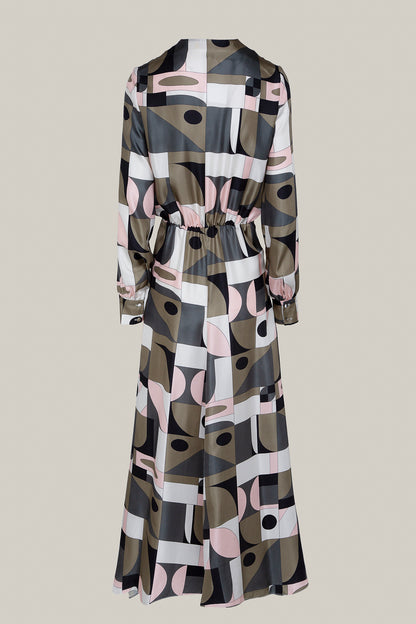 VESTIDO GEOMÉTRICO KAKI