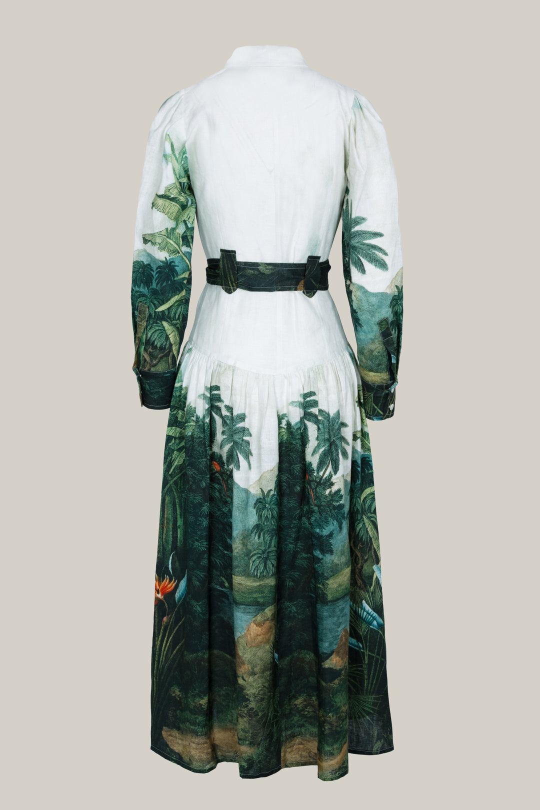 PALM TREE LINEN SHIRT DRESS