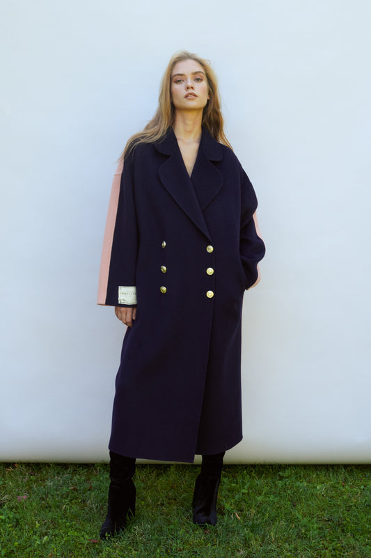 NAVY BLUE AND PINK COAT
